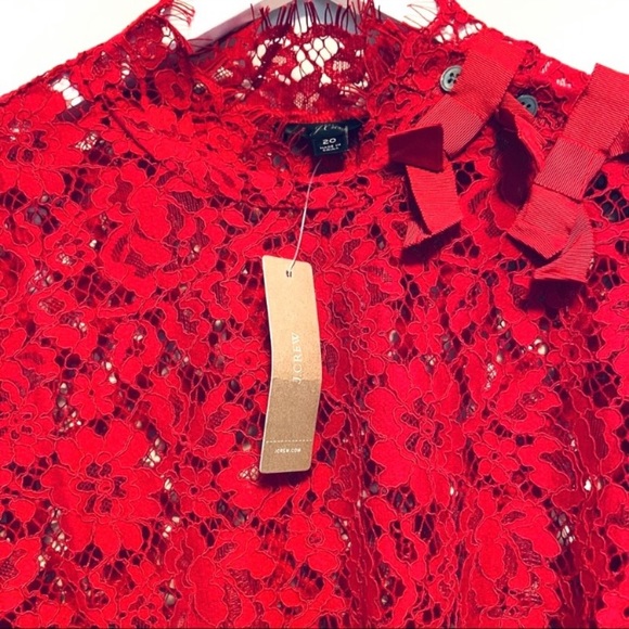 NWT J. Crew Mockneck Top in Red Floral Lace - Picture 8 of 11